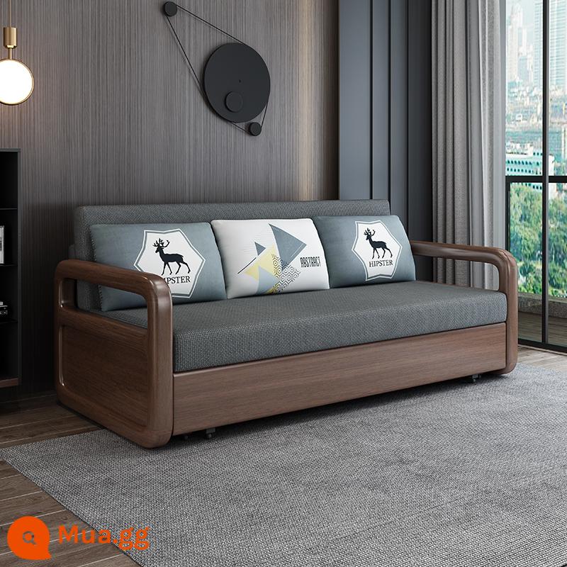 Gỗ Chắc Chắn Sofa Giường Đa Năng Gấp Gọn Căn Hộ Nhỏ Phòng Khách Đôi Lưới Đỏ Phong Cách Lưu Trữ Bắc Âu Đôi Sofa Giường - mô hình bọt biển 1,2m