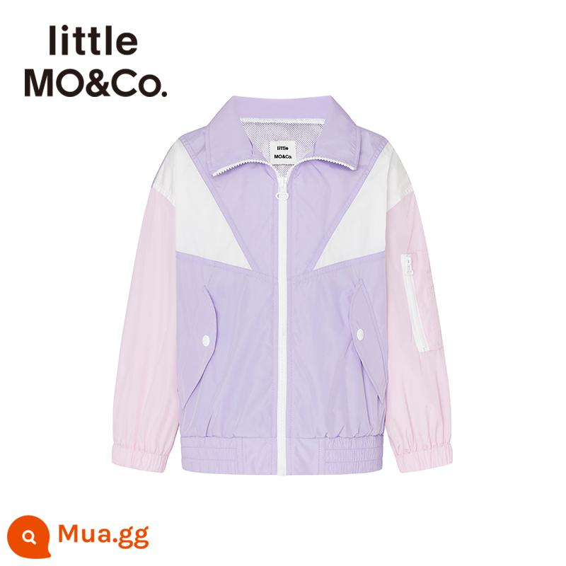 Little moco trẻ em 23 mùa xuân mới bé trai bé gái chức năng gió phối màu áo khoác áo khoác KBC1JKTT05 - tím nhạt