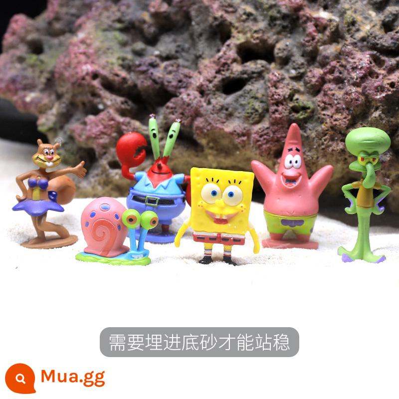 Ngôi nhà dứa Cảnh quan bể cá Gói đầy đủ Trang trí búp bê hoạt hình Dodge House SpongeBob SquarePants Bộ trang trí ngôi nhà nhỏ - Sáu con búp bê