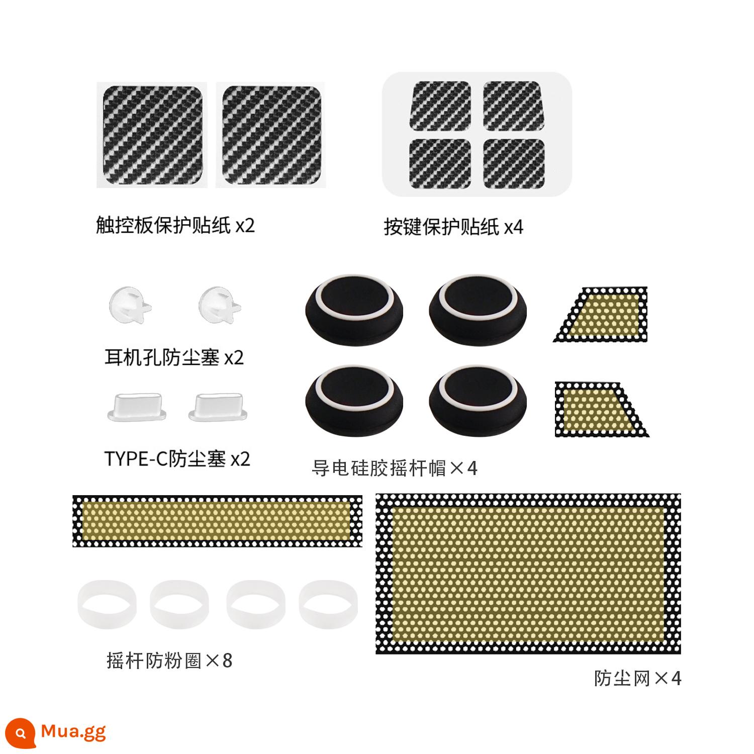 Ajitomo Steam Deck Bộ bảo vệ máy chủ Nút cắm bụi Nhãn dán bàn di chuột Nắp Rocker dẫn điện - Bộ đồ chống bụi SteamDeck-Ajitomo đen trắng chính hãng