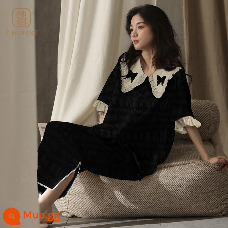 Pure jubilee pyjama nữ mùa thu 2022 mới cotton nguyên chất dài tay quần áo ở nhà giải trí cho nữ có thể mặc bên ngoài bộ đồ hai mảnh - 19817 Bộ đồ ngắn và dài dành cho nữ bằng vải cotton và vải lanh