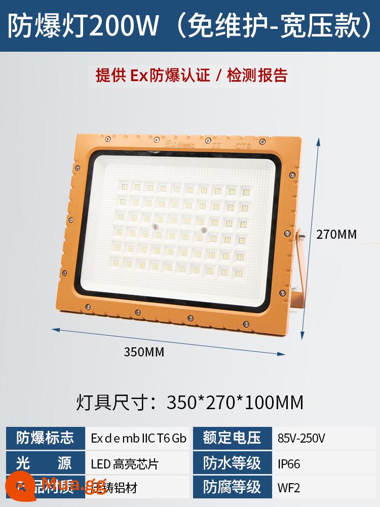 Đèn LED chống cháy nổ trạm xăng 100w đèn pha ngoài trời nhà kho nhà máy chiếu sáng ngoài trời đèn rọi chống thấm nước - Đèn LED vuông chống cháy nổ 200W [model áp suất rộng không cần bảo trì]