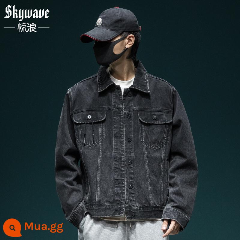 Mùa xuân mới của Nhật Bản tất cả các trận đấu áo khoác denim nam rộng mùa đông hợp thời trang thương hiệu kích thước lớn lông cừu nam công sở áo khoác - 2112-2 màu đen