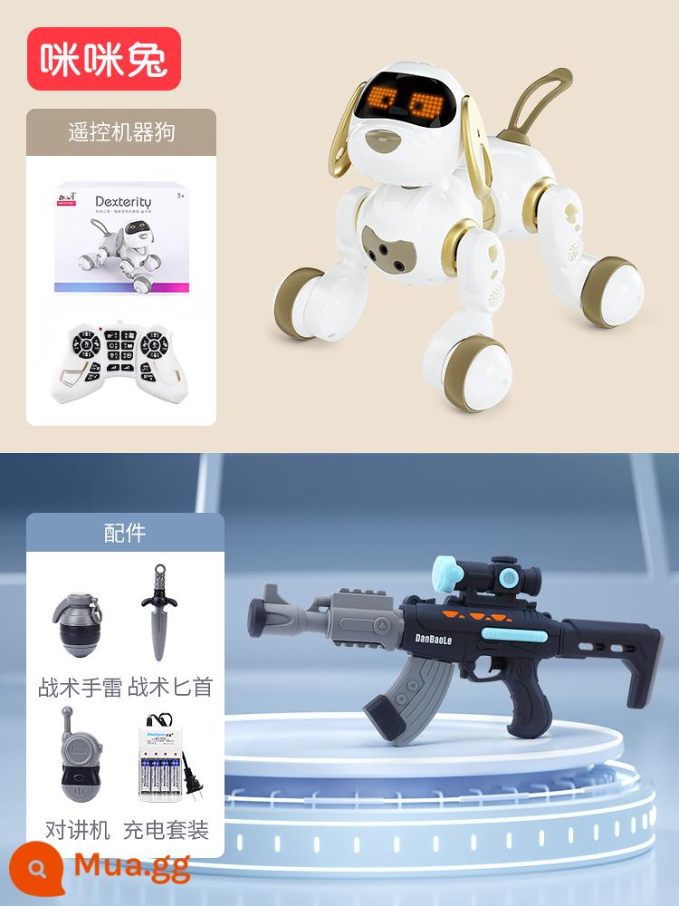 Thỏ Mimi Chó Robot Thông Minh Điều Khiển Từ Xa Động Vật Robot Bé Trai 2 Tuổi Đồ Chơi Trẻ Em 6 Món Quà Ngày Lễ Bé Gái - [Quà tặng tuyệt vời] Giá trị lớn, tất cả ở một nơi - Chó Robot + Súng từ tính