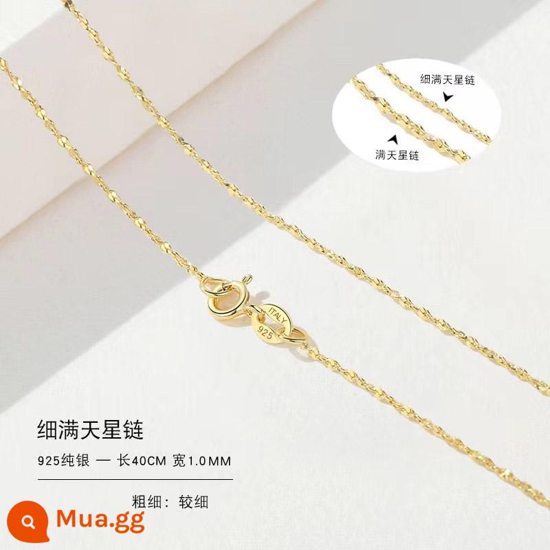 Vòng cổ bạc 999 nữ vàng 18k không có mặt dây chuyền bạc mới dây chuyền mạ vàng treo dây trơn dây chuyền vàng 925 dây chuyền vàng màu - Dây thở mỏng cho bé 40CM-925