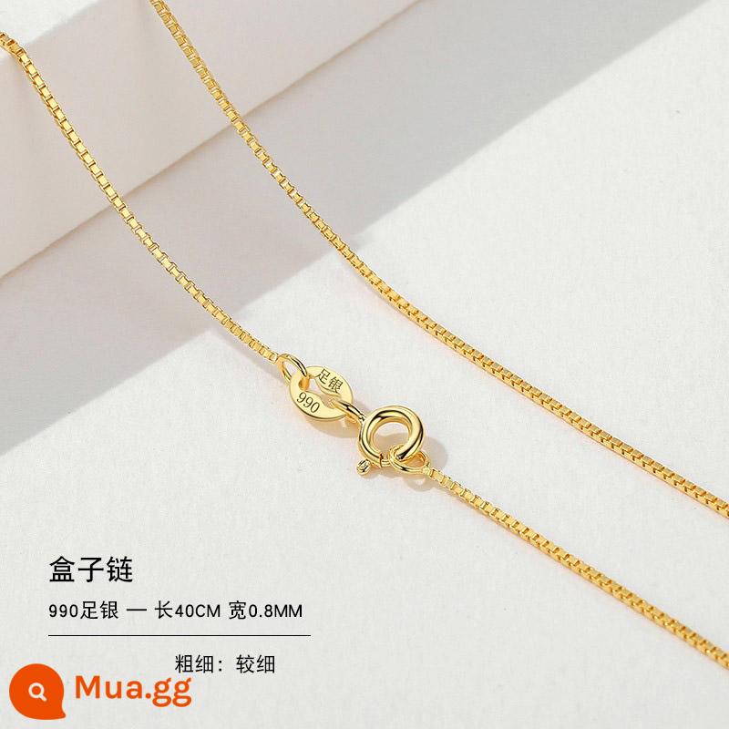 Vòng cổ bạc 999 nữ vàng 18k không có mặt dây chuyền bạc mới dây chuyền mạ vàng treo dây trơn dây chuyền vàng 925 dây chuyền vàng màu - Dây chuyền hộp 40CM-990