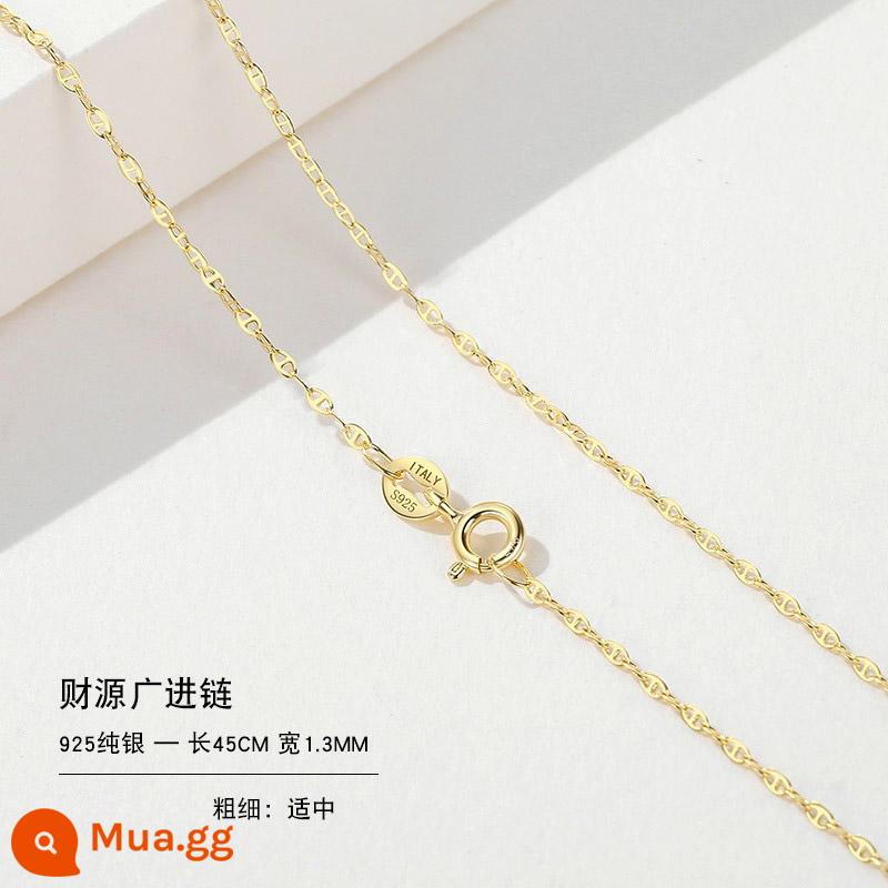 Vòng cổ bạc 999 nữ vàng 18k không có mặt dây chuyền bạc mới dây chuyền mạ vàng treo dây trơn dây chuyền vàng 925 dây chuyền vàng màu - Dây chuyền Caiyuan Quảng Tiến 45CM-925