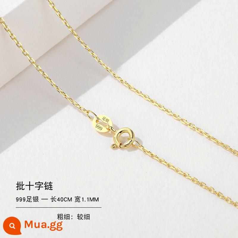 Vòng cổ bạc 999 nữ vàng 18k không có mặt dây chuyền bạc mới dây chuyền mạ vàng treo dây trơn dây chuyền vàng 925 dây chuyền vàng màu - Chuỗi chéo hàng loạt 40CM-999