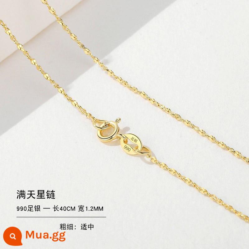 Vòng cổ bạc 999 nữ vàng 18k không có mặt dây chuyền bạc mới dây chuyền mạ vàng treo dây trơn dây chuyền vàng 925 dây chuyền vàng màu - Dây chuyền Gypsophila 40CM-990