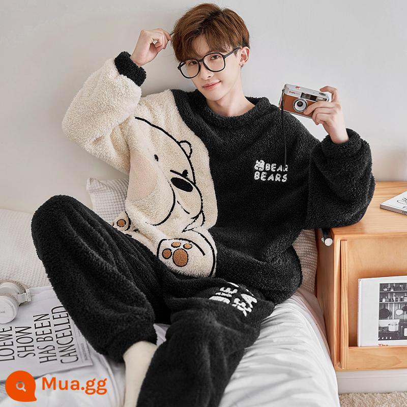 Bộ Đồ Ngủ Nam Thu Đông Nỉ Mặc Dày Sang Trọng Dép Nỉ Mùa Đông Trẻ Hoạt Hình Bé Trai Homewear - 25 # nam [phong cách bán chạy]