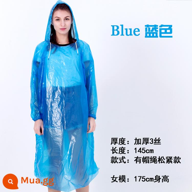 Dày dùng một lần áo mưa cho phụ nữ trưởng thành đi bộ đường dài poncho di động trong suốt áo đi bè nam 2 ngoài trời đa năng - Áo thun dày và thắt chặt kiểu áo thun màu xanh 68g