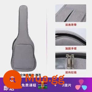 Đàn Guitar Túi 36 38 39 41 40 Inch Đa Năng Đàn Guitar Túi Dày Đàn Guitar Gỗ Túi Cao Cấp Chống Nước Dân Gian Ba ​​Lô - Mẫu cực dày 38/39 inch - màu xám trang nhã + 1 dây + 3 phím đàn