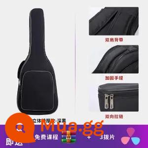 Đàn Guitar Túi 36 38 39 41 40 Inch Đa Năng Đàn Guitar Túi Dày Đàn Guitar Gỗ Túi Cao Cấp Chống Nước Dân Gian Ba ​​Lô - Model cực dày 38/39 inch - đen đậm + 1 dây + 3 phím đàn