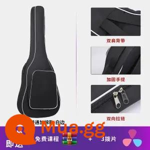 Đàn Guitar Túi 36 38 39 41 40 Inch Đa Năng Đàn Guitar Túi Dày Đàn Guitar Gỗ Túi Cao Cấp Chống Nước Dân Gian Ba ​​Lô - Mẫu cotton thông thường 40/41 inch - viền trắng + 1 dây + 3 chốt