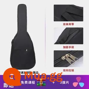 Đàn Guitar Túi 36 38 39 41 40 Inch Đa Năng Đàn Guitar Túi Dày Đàn Guitar Gỗ Túi Cao Cấp Chống Nước Dân Gian Ba ​​Lô - Mẫu cotton thông thường 38/39 inch - viền đen + 1 dây + 3 chốt