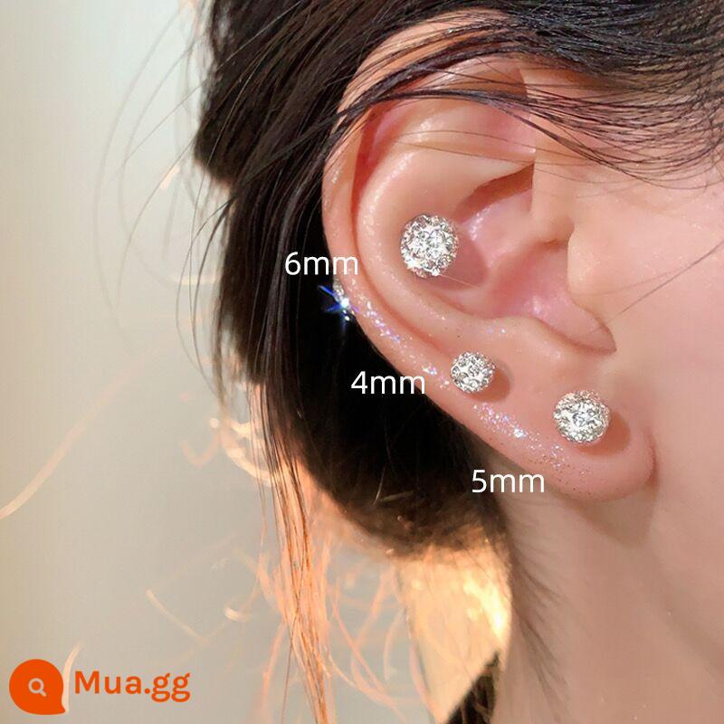 Khuyên tai viên kim cương nữ, khuyên tai, đinh ốc tai zircon cao cấp, khuyên tai kim cương, khuyên tai bạc - Giá kim tai 4mm/cái