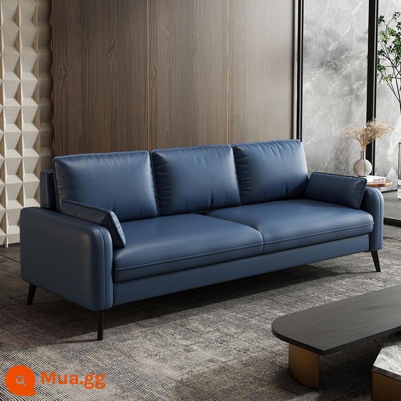 Sofa Bắc Âu phòng khách căn hộ nhỏ phòng ngủ phòng khách internet người nổi tiếng đôi căn hộ nhỏ cho thuê ghế sofa - Da sợi màu xanh đậm, chống trầy xước, chống mài mòn và chống mèo cào