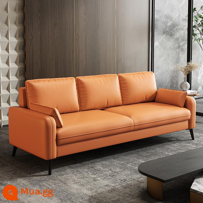 Sofa Bắc Âu phòng khách căn hộ nhỏ phòng ngủ phòng khách internet người nổi tiếng đôi căn hộ nhỏ cho thuê ghế sofa - Da sợi màu cam sáng, chống trầy xước, chống mài mòn và chống mèo cào