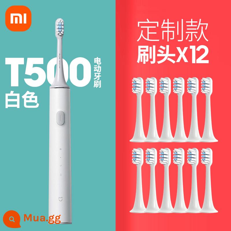 Bàn Chải Đánh Răng Điện Xiaomi T500 Bàn Chải Đánh Răng Mijia Sonic Dành Cho Người Lớn Cặp Đôi Chống Nước Thông Minh Tự Động Đầu Bàn Chải Tóc Mềm - [Gói một năm] T500 Trắng + Đầu bàn chải tùy chỉnh*12