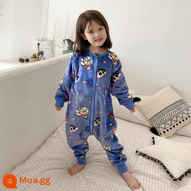 Túi ngủ bé vào mùa thu và mùa đông em bé Pyjamas Boys, Boys, cộng với cú hích san hô dày - Ưu đãi đặc biệt bút L đen Xiaoxin (flannel)