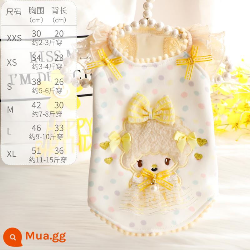 Quần áo chó mùa thu và mùa đông Cat Princess Váy mùa đông dễ thương tay áo con ruồi tươi Teddy PET 4333 - Màu vàng nhạt (100% cotton, cộng thêm nhung để giữ ấm)