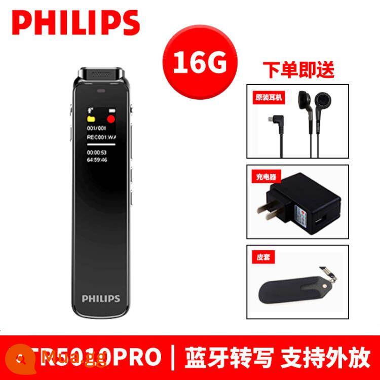 Bút ghi âm Philips VTR5010 chuyên nghiệp giảm tiếng ồn độ nét cao thời gian chờ siêu dài cuộc họp kinh doanh sinh viên tham gia lớp học với họ - VTR5010pro/16G phiên bản nâng cấp đi kèm bao da sạc tai nghe chính hãng