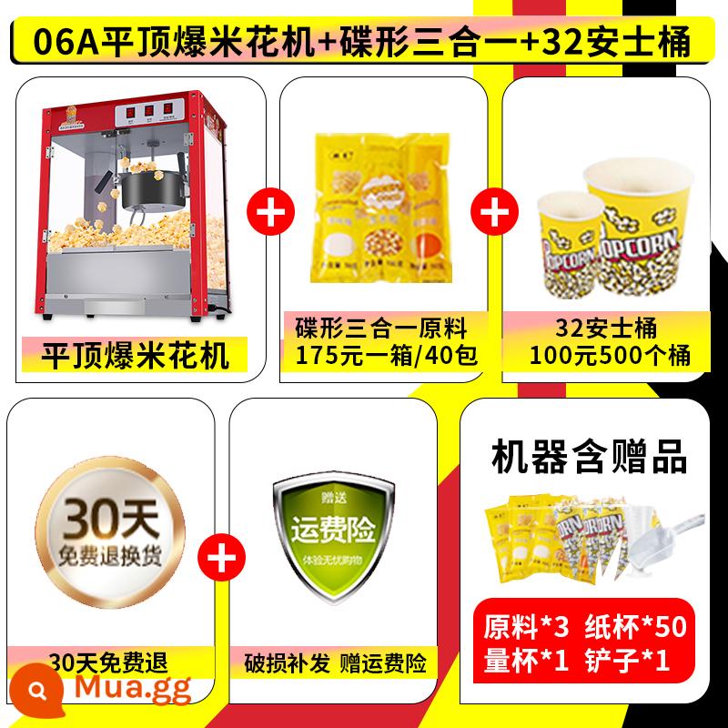 Máy bỏng ngô gian hàng thương mại với hệ thống sưởi điện hoàn toàn tự động ngô hoa snack máy làm bỏng ngô bỏng ngô máy làm bỏng ngô - Máy làm bắp rang bơ đỉnh phẳng + bướm ba trong một + thùng 32 ounce