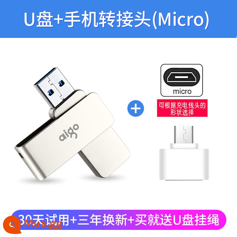 [Sản phẩm chính hãng chính thức] Ổ đĩa flash Patriot 32g USB3.0 tốc độ cao chính hãng ổ đĩa flash xe hơi tùy chỉnh bằng kim loại 32gb Ổ đĩa flash USB di động dung lượng lớn Đĩa U cá tính phim hoạt hình nữ sinh viên sáng tạo dễ thương chữ - Đĩa U 32G + bộ chuyển đổi micro Android