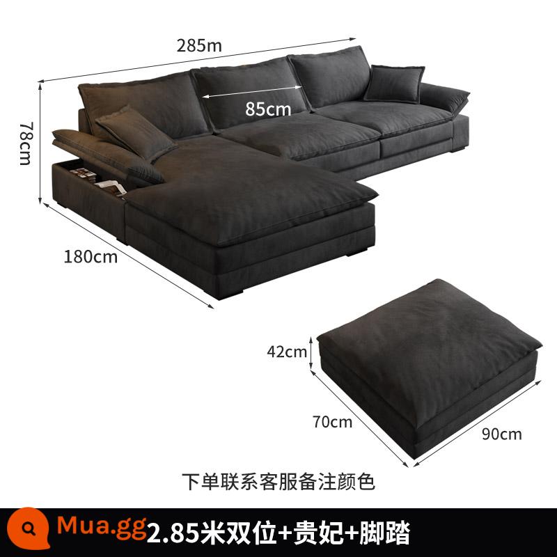 Hiện đại tối giản sofa phòng khách công nghệ vải căn hộ nhỏ Bắc Âu Ý tối giản vải ánh sáng cao su sang trọng xuống ghế sofa - 2,85 mét đôi + đắt tiền + bàn đạp