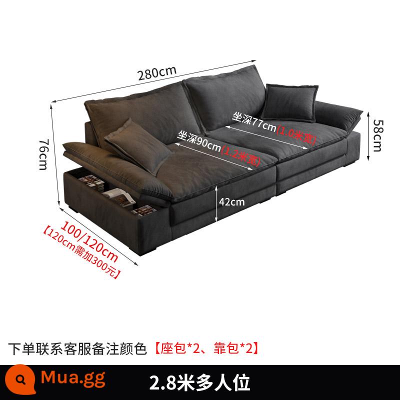 Hiện đại tối giản sofa phòng khách công nghệ vải căn hộ nhỏ Bắc Âu Ý tối giản vải ánh sáng cao su sang trọng xuống ghế sofa - Thêm 2,8 mét chỗ ngồi