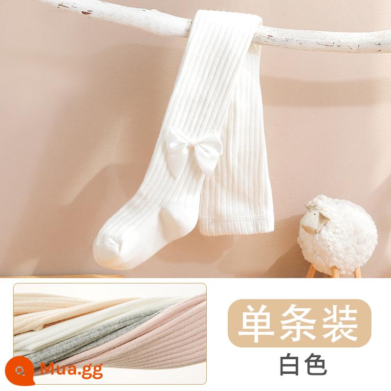 Quần lót bé gái cộng với nhung dày dặn mùa thu và áo khoác ngoài mùa đông cho bé Quần tất trẻ em cotton nguyên chất màu trắng mẫu xuân thu - [Phong cách xuân thu] Trắng