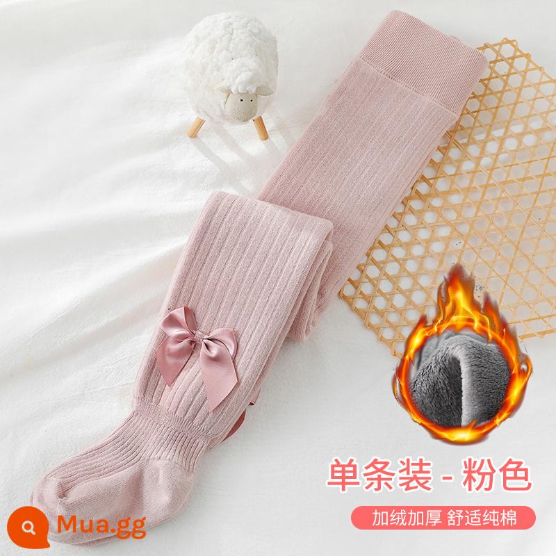 Quần lót bé gái cộng với nhung dày dặn mùa thu và áo khoác ngoài mùa đông cho bé Quần tất trẻ em cotton nguyên chất màu trắng mẫu xuân thu - 1 mảnh [hồng] cộng với nhung và dày (kiểu thông thường)