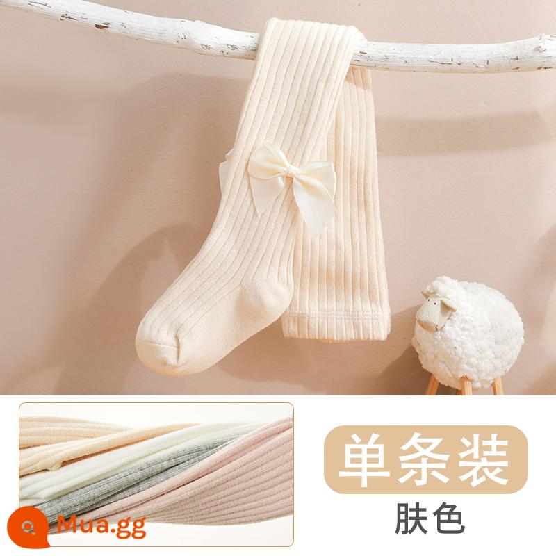 Quần lót bé gái cộng với nhung dày dặn mùa thu và áo khoác ngoài mùa đông cho bé Quần tất trẻ em cotton nguyên chất màu trắng mẫu xuân thu - [Xuân Thu] Màu da