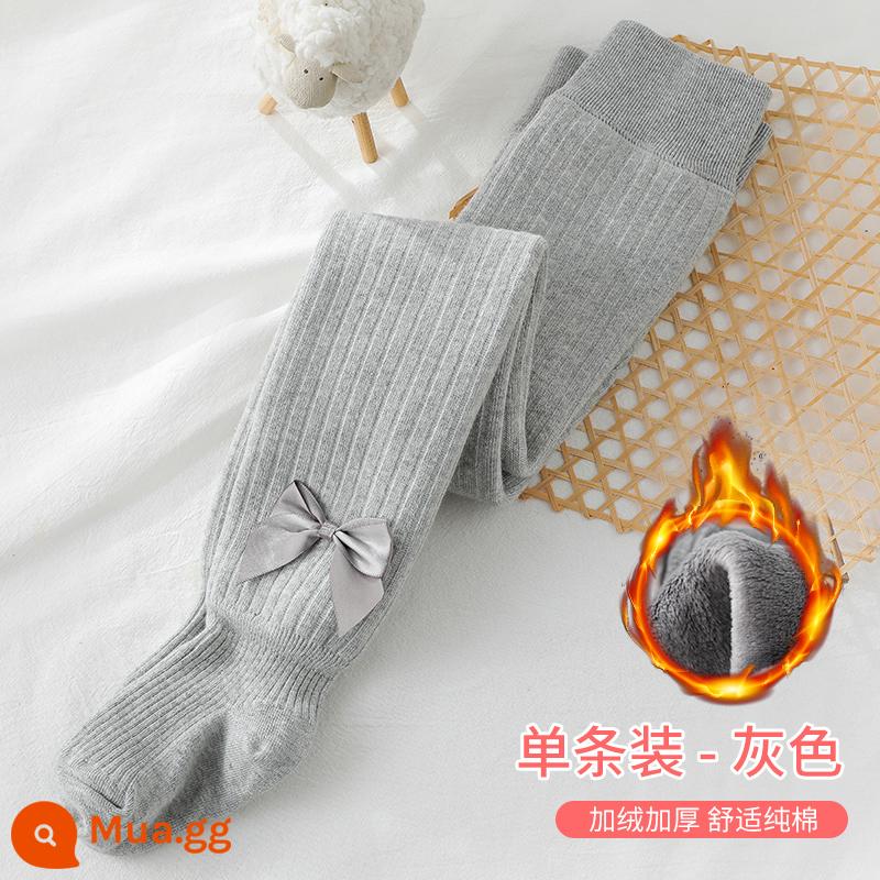 Quần lót bé gái cộng với nhung dày dặn mùa thu và áo khoác ngoài mùa đông cho bé Quần tất trẻ em cotton nguyên chất màu trắng mẫu xuân thu - 1 mảnh [xám nhạt] cộng với nhung và dày (kiểu thông thường)