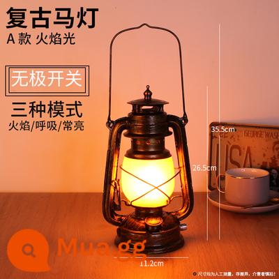 Sạc Đèn Led Thanh Đèn Bàn Sắt Rèn Đèn Bàn Sáng Tạo Retro Thanh Cafe Dầu Hỏa Đèn Dầu Hỏa Đèn Thanh Đèn Ngủ - Đèn ngọn lửa + bộ sạc loại A (làm mờ vô cấp) Sạc nhanh loại C