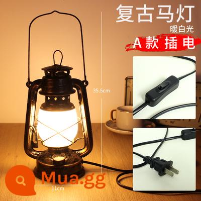 Sạc Đèn Led Thanh Đèn Bàn Sắt Rèn Đèn Bàn Sáng Tạo Retro Thanh Cafe Dầu Hỏa Đèn Dầu Hỏa Đèn Thanh Đèn Ngủ - Đèn ba màu loại A [sử dụng phích cắm trực tiếp 220V] Sạc nhanh Type-c