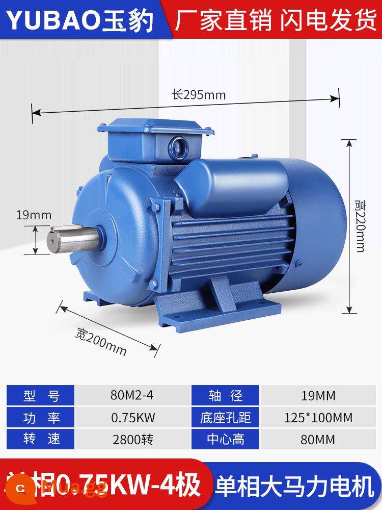 Động cơ một pha 220V động cơ không đồng bộ hoàn toàn bằng đồng nhỏ 0,75/1,1/1,5/2,2/3/4KW - Mã lực cao 0,75KW-4 cực/1400 vòng/phút hoàn toàn bằng đồng mô hình mã lực cao