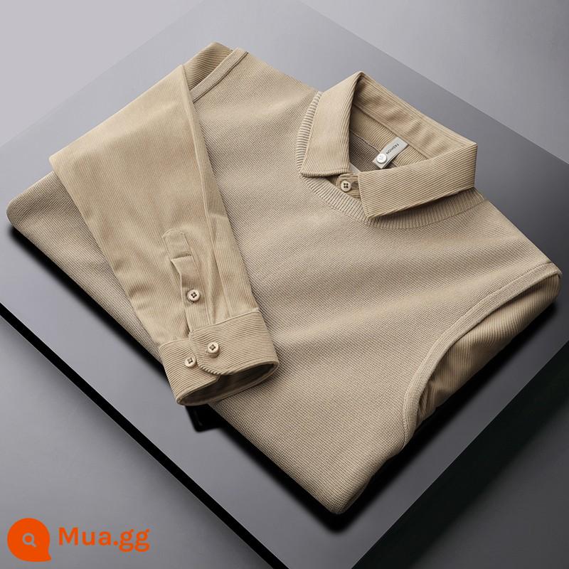 Ánh sáng mùa thu và mùa đông sang trọng lõi retro Velvet giả hai mảnh áo len dành - Khaki