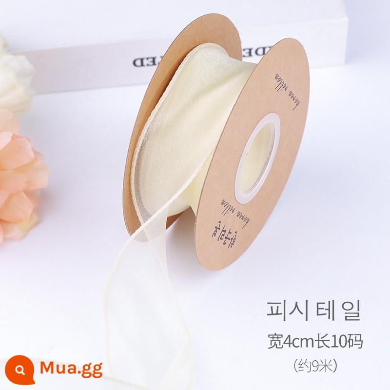 38 Ngày Phụ Nữ Tulip Mô Phỏng Hoa Hoa Hồng Trang Trí Bánh Cắm Ruy Băng Lưới Xung Quanh Lễ Hội Nữ Thần Ngày 8 Tháng 3 - Màu trắng nhạt dài 4cm 10 thước