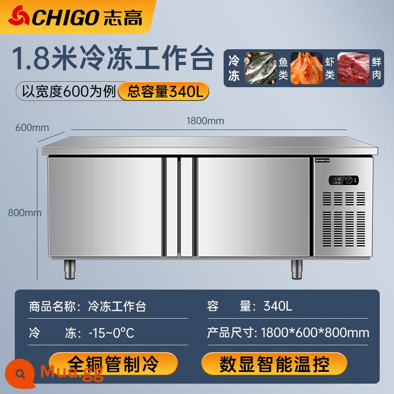 Bàn làm việc lạnh Chigo tủ đông thương mại inox tủ đông tủ lạnh trà sữa tươi thanh nước làm mát phẳng bàn mổ - Bàn làm lạnh 1,8m (rộng 0,6m) [làm lạnh toàn bộ bằng ống đồng]