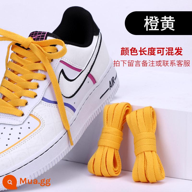 Dây giày Lexiang phù hợp với giày bóng rổ nam nike Nike aj1 dây buộc dây giày phẳng màu đen và trắng xanh đỏ be cho nữ - Cam 1 đôi [Mua 1 tặng 1] ♥ Miễn phí thay thế trong một năm