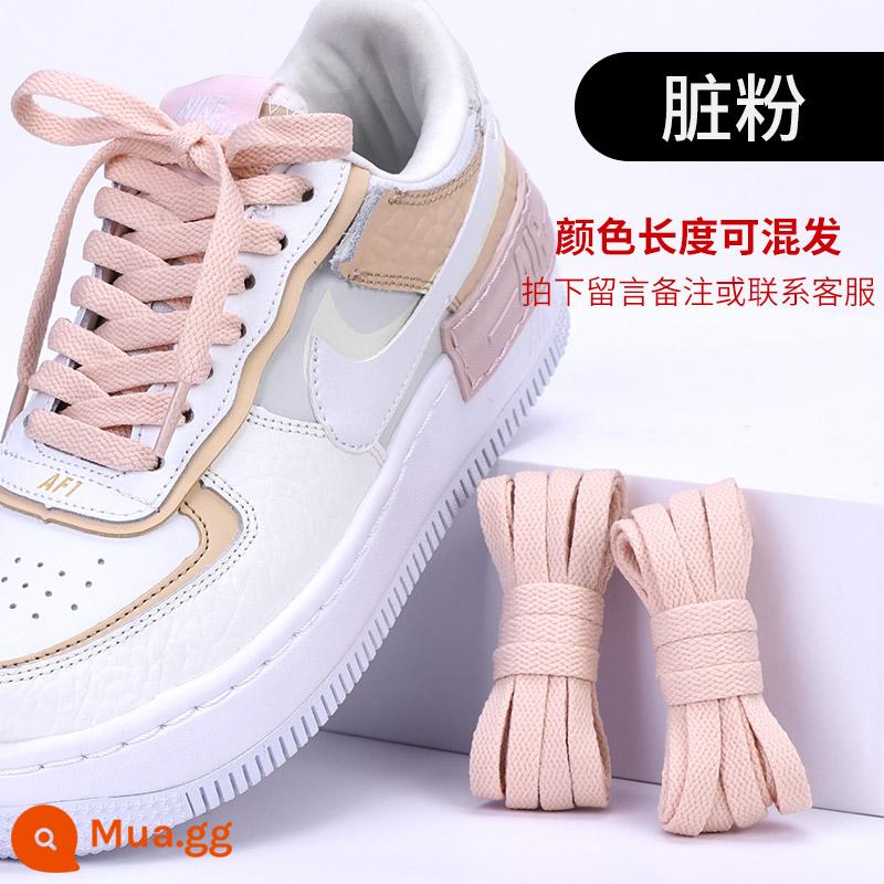 Dây giày Lexiang phù hợp với giày bóng rổ nam nike Nike aj1 dây buộc dây giày phẳng màu đen và trắng xanh đỏ be cho nữ - Hồng bẩn 1 đôi [Bắn 1 tặng 1] ♥ Miễn phí thay thế trong một năm