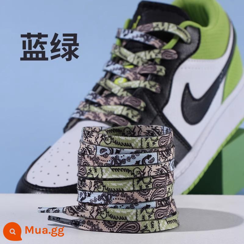 Dây giày Lexiang phù hợp với giày bóng rổ nam nike Nike aj1 dây buộc dây giày phẳng màu đen và trắng xanh đỏ be cho nữ - Xanh Xanh 1 Cặp [Mua 1 Tặng 1] Kiểu Hoa Điều