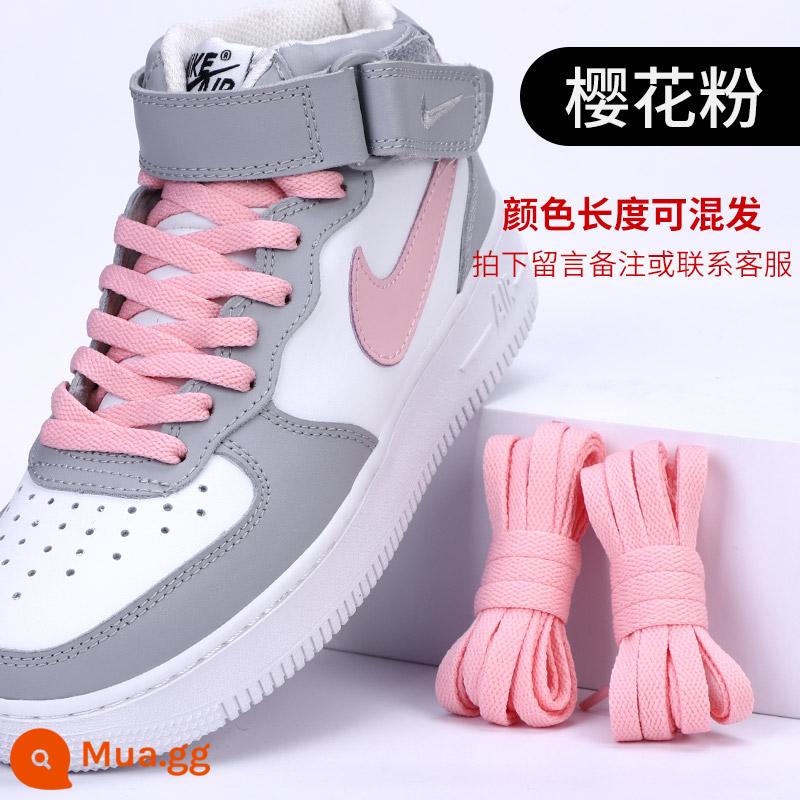 Dây giày Lexiang phù hợp với giày bóng rổ nam nike Nike aj1 dây buộc dây giày phẳng màu đen và trắng xanh đỏ be cho nữ - 1 đôi hồng hoa anh đào [Mua 1 tặng 1] ♥ Miễn phí thay thế trong một năm