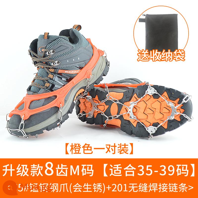 Mùa đông ngoài trời băng -claw giày Bottom Snow Leo núi leo núi trượt băng Skate Nails Anti -slip Artifact Shoes - Cam 8 răng nâng cấp size M (phù hợp với size giày 35-39) đi kèm túi đựng