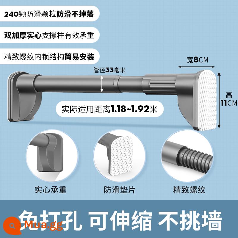 Móc treo quần áo có thể thu vào không cần đục lỗ móc giá treo tường phía sau nhà bếp móc treo quần áo bằng thép không gỉ tủ quần áo nhiều lớp hiện vật - [Đường kính ống màu xám 33] Thích hợp cho khoảng cách tường 1,1 ~ 2,0m