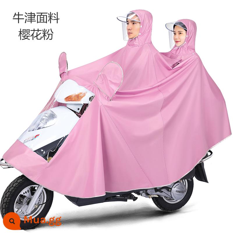 Áo mưa mới ắc quy xe máy điện ô tô đôi mẹ con 2 nam nữ plus áo mưa thân dài poncho - 4XL Đôi-Sakura Hồng