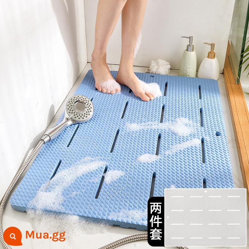 Dajiang sàn đệm phòng tắm gia dụng phòng tắm không -slip phòng trang điểm bọt phòng chống nhà vệ sinh học phòng tắm tắm tắm - Xanh + Be [Bộ 2 món]