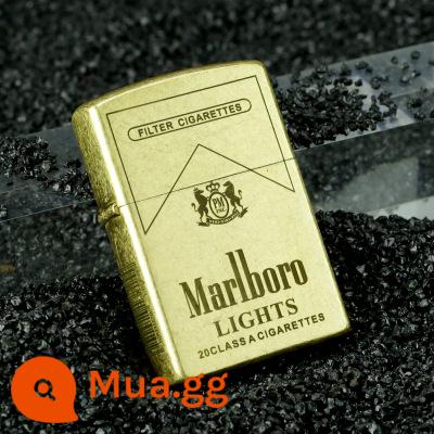 Bật lửa dầu hỏa retro đồng nguyên chất cá tính khắc laser bật lửa Marlboro chữ quà tặng - Marlboro năm mặt có khía bằng đồng thô độc lập