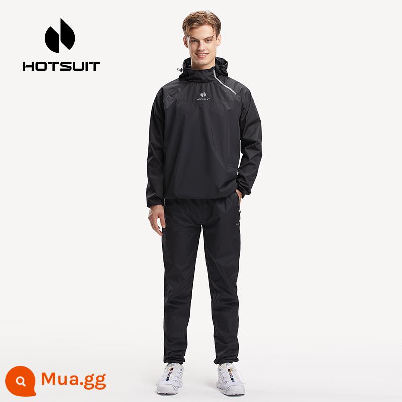 Hotsuit Houxiu mồ hôi phù hợp với tập thể dục chạy mùa thu và mùa đông bùng nổ mồ hôi nữ đào tạo kích thước lớn nhảy dây phù hợp với thể thao nam - Nam - đen